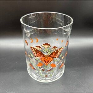 Vintage Woodland Creature Mushroom Moth Glass Container Jar Rhinestone Botanical